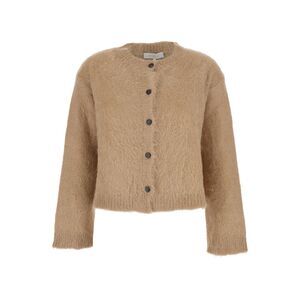 Antonelli Women 'Marzia' Beige Crewneck Cardigan With Ribbed Trims In Wool Woman